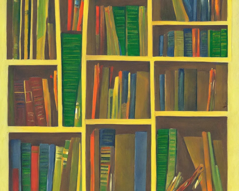 Prompt: one small bookshelf in the rainforest, featuring law books, by hopper. hyperdetailed, proportional, romantic, enchanting, achingly beautiful, graphic print, trending on artstation, jungle, tropical, foliage