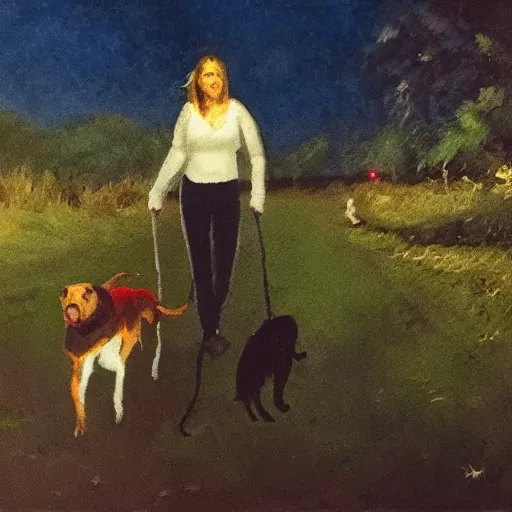 Image similar to dog walking in the night panting