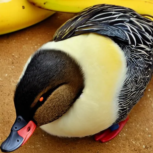 Prompt: duck with a banana body