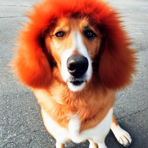 Prompt: ultra detailed photo of a dog with red flaming fur