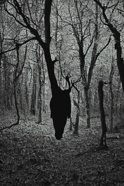 Prompt: trailcam night vision photograph of an abhorrent eldritch demonic forest teletubby creature. 8 k resolution