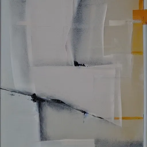 Image similar to abstract expressionist minimalist painting, interesting relationship within the composition, gestural lines, minimalism, white sketchbook style, paint on canvas, power washed texture, masterpiece, by secundino hernandez