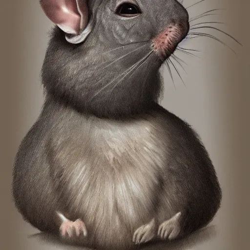 Image similar to renaissance portrait painting of a chinchilla in a suit of armor, artstation, highly detailed