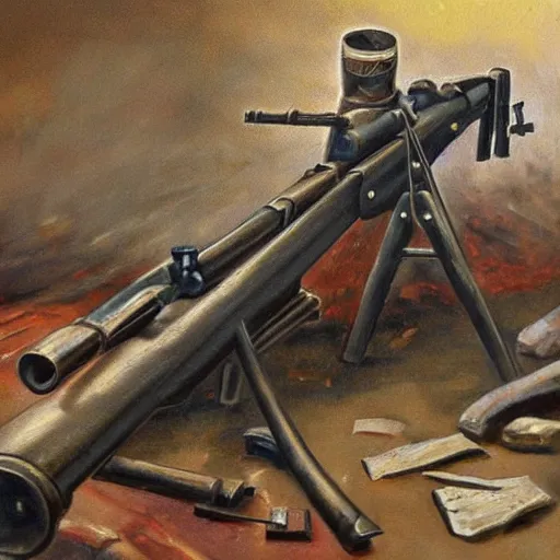 Image similar to mg 4 2 machine gun, german, oil painting, detailed, high quality
