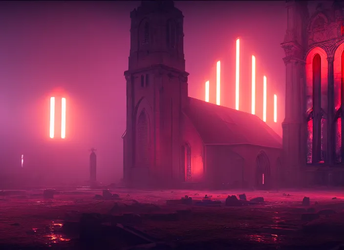 Image similar to ancient church of worship with red shafts of light in destiny 2, foggy, liminal, dark, dystopian, beautiful architecture, abandoned, highly detailed 4 k 6 0 fps destiny 2 promotional poster image wallpaper expansion