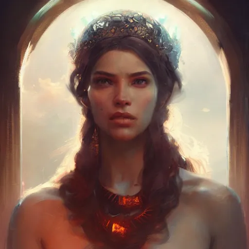 Image similar to a beautiful portrait of a goddess by Greg Rutkowski and Raymond Swanland, Trending on Artstation, ultra realistic digital art