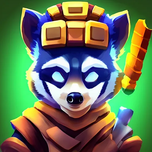 Image similar to 🦝, clash royal style characters