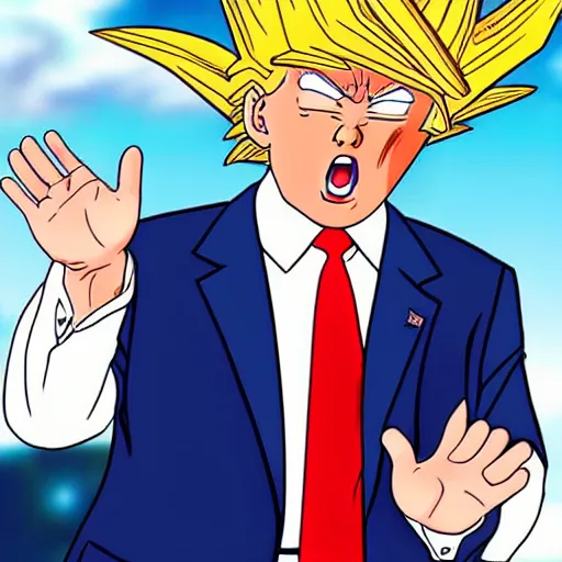 Image similar to Donald Trump in the style of Dragon Ball Z