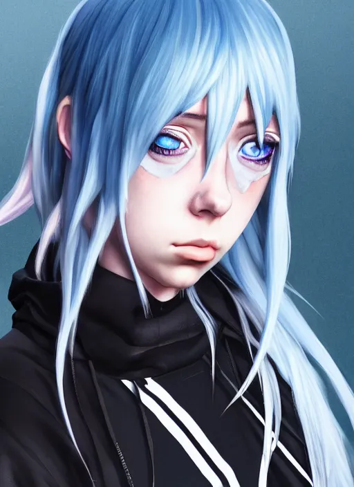 Image similar to billie eilish as anime character, ultra detailed, trending on artstation, concept art, octane render, unreal engine,