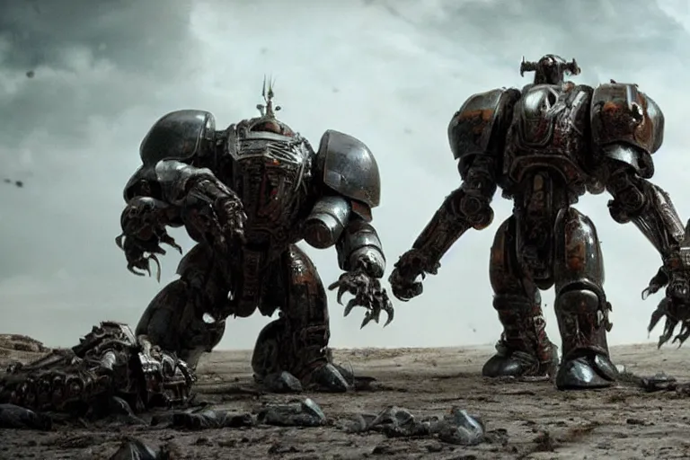 Image similar to VFX movie of futuristic cybernetic beast monsters fighting space marines lunging by Emmanuel Lubezki