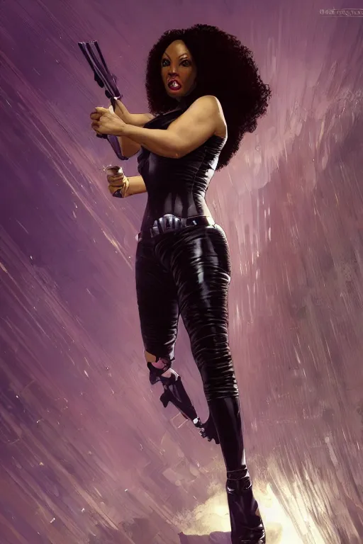Prompt: gta scary spice as aeon flux profile picture by greg rutkowski, dynamic pose, flat matte painting, intricate, futuristic, fantasy, elegant, by stanley artgerm lau, greg rutkowski, thomas kindkade, alphonse mucha, loish, norman rockwell, fantasy lut, asymmetric, long hair, retro computer graphics, video game, fluid lines,