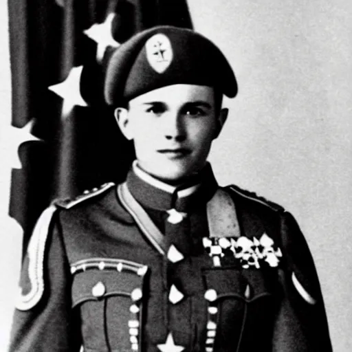 Prompt: Justin Truedau wearing a german soldier's uniform, colorized
