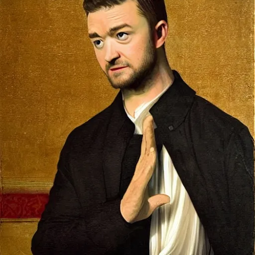 Prompt: Justin Timberlake in a Renaissance painting