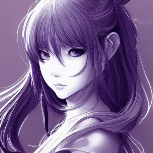 Image similar to headshot portrait of a pretty and illustrious anime woman, pretty face, extreme detail, drawn in ballpoint pen, artstationhd, drawn by WLOP, by Avetetsuya Studios, anime manga panel, trending on artstation