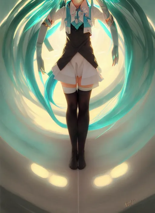 Image similar to hatsune miku art by xima, elegant, highly detailed, digital painting, artstation, concept art, smooth, sharp focus, illustration, art by artgerm and greg rutkowski and alphonse mucha