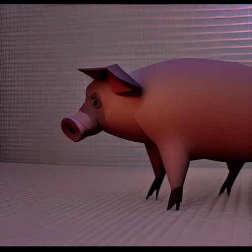 Prompt: low poly pig render unreal engine 5, ray tracing, in an isometric view using a playstation 1 ps 1 aesthetics, asset, blank background