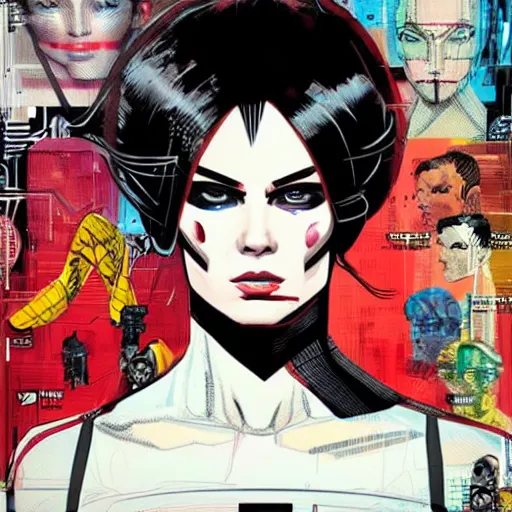 Image similar to portrait of a female android, by MARVEL comics and Sandra Chevrier