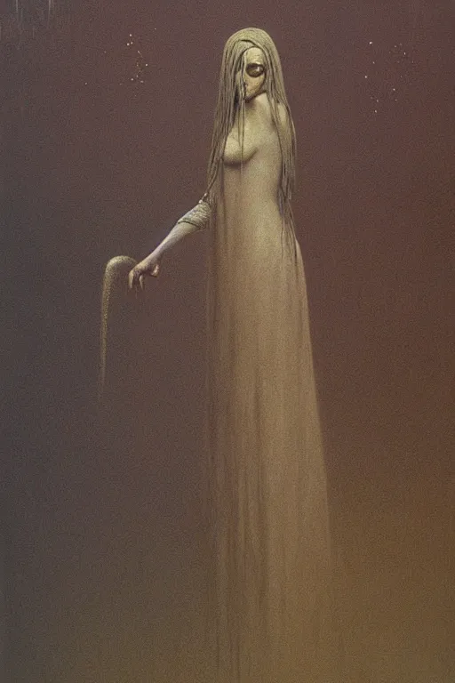 Image similar to alyson hannigan as maid by beksinski