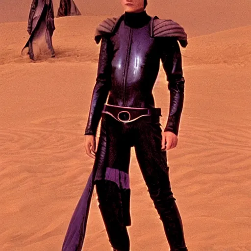 Prompt: fashion model, still from movie dune, highly detailed