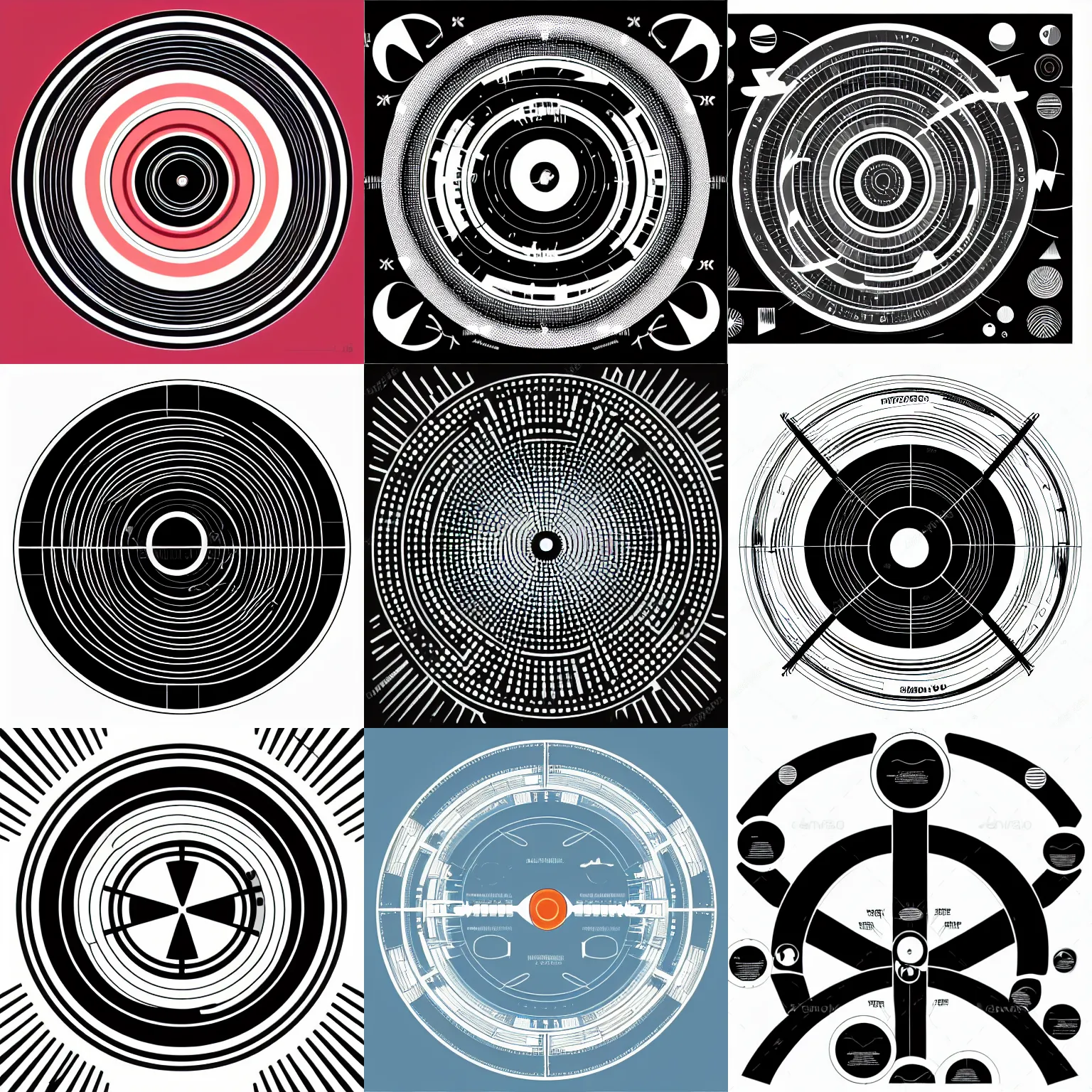 Prompt: circular diagram alien chart to understand life on earth, by bauhaus, clean design, b & w, vector