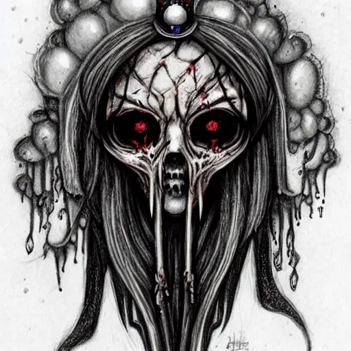 Prompt: Horrific death princess, ghastly creature portrait, extremes realistic lich, dark, eerie, creepie