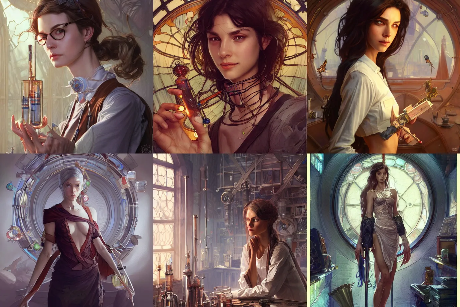 Prompt: an skinny scientist who is a nerd, surrounded by test tubes, D&D, fantasy, intricate, cinematic lighting, highly detailed, digital painting, artstation, concept art, smooth, sharp focus, illustration, art by Artgerm and Greg Rutkowski and Alphonse Mucha