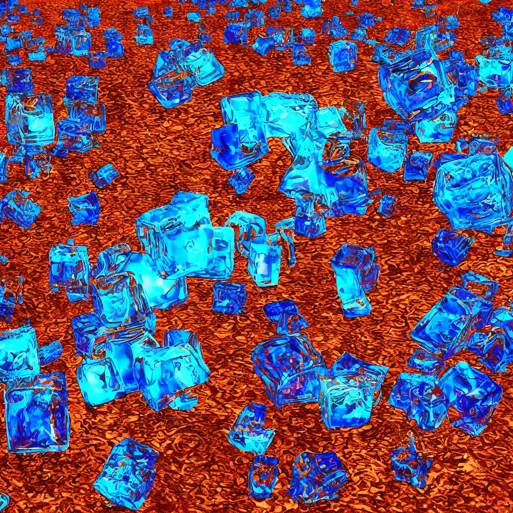 Image similar to mule, surreal, trippy, highly detailed digital art, giant ice cubes, hammered copper background, 1990s