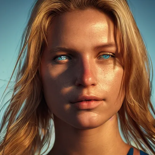 Image similar to illustration is a surfer chick, himhighly detailed, 8 k, cinematic, 3 5 mm, ultra 8 k, photography, vray render, high resolution, photorealistic, photo, realism, sharpphotography, a photograph of, maximum detail, sharp focus, intricate details, highly realistic, cinematic lighting, volumetric lighting, photography, artstation