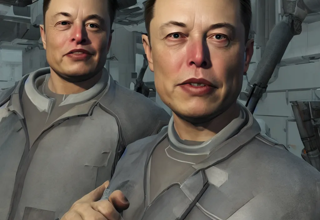 Image similar to elon musk in half life, elon musk in the video game half life, gameplay screenshot, close up, 3 d rendering. unreal engine. amazing likeness. very detailed.