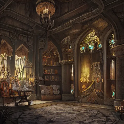 prompthunt: an interior of a gothic castle, fantasy concept art byWilliam  O\'Connor