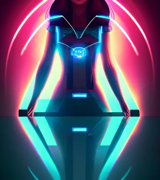 Image similar to symmetry!! asian princess of technology, solid cube of light, hard edges, product render retro - futuristic poster scifi, lasers and neon circuits, beautiful asian princess, intricate, elegant, highly detailed, digital painting, artstation, concept art, smooth, sharp focus, illustration, dreamlike, art by artgerm