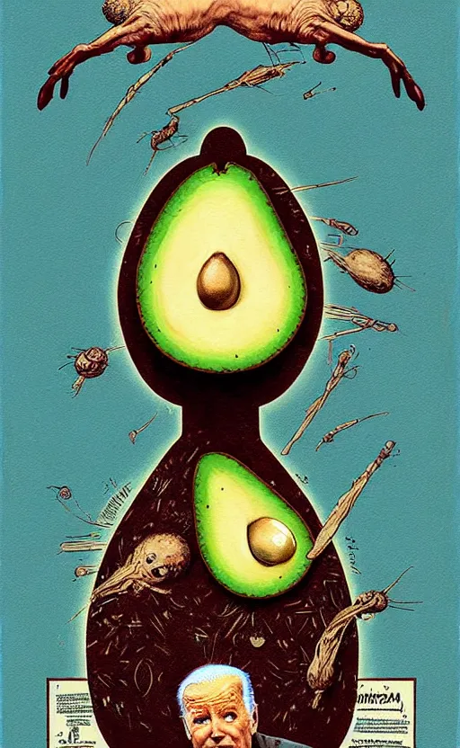 Image similar to joe biden avocado painting propaganda poster by chiara bautista, beksinski and norman rockwell and greg rutkowski weta studio, and lucasfilm