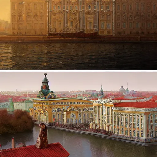 Prompt: photography of saint petersburg inspired by dostoevsky, 1 8 8 1, photo realism, matte painting by marc simonetti and rhads, trending on artstation