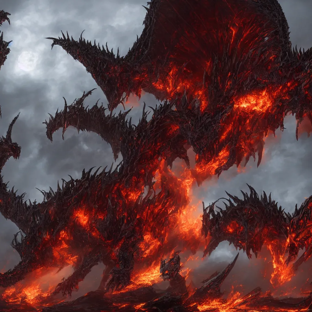 Prompt: 4 k unreal engine render of the deathwing dragon on earth ultra details full body full background digital art