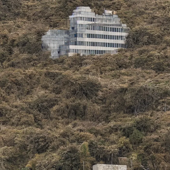 Image similar to a building in a landscape, terrifying