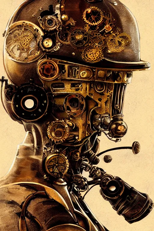 Image similar to steampunk helmet fantasy art mask robot ninja stylized digital illustration sharp focus, elegant intricate digital painting artstation concept art global illumination ray tracing advanced technology chaykin howard and campionpascale and cooke darwyn and davis jack