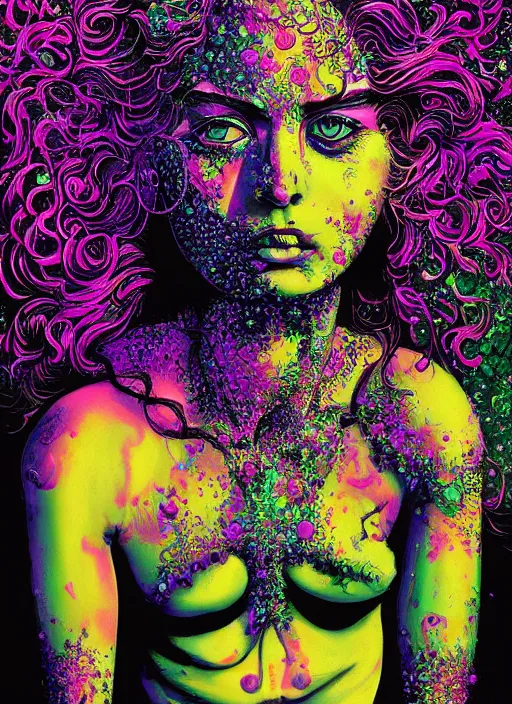 Image similar to Psychadelic goddess painting by Dan Hillier, trending on artstation, artstationHD, artstationHQ, 4k, 8k