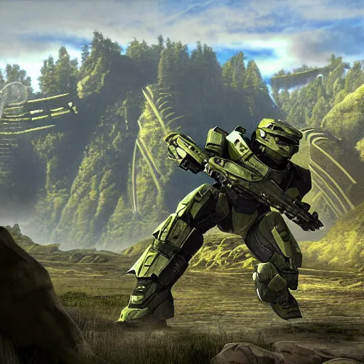 Image similar to i landscape from xbox halo (2001), landscape of halo