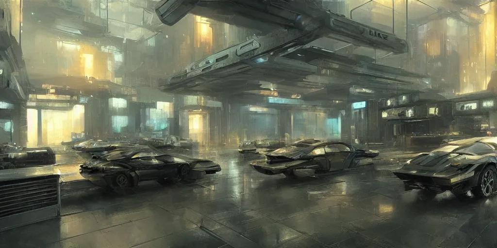 Prompt: a futuristic luxury high tech police station interior, painting by craig mullins, interior design, octane rendering, warm moody lighting, wide angle lens, low view, in the style of blade runner
