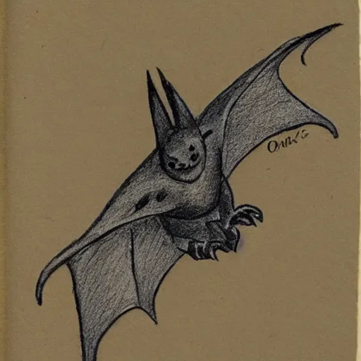 Prompt: a bat drawn by a child