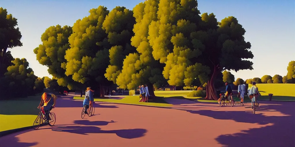 Image similar to biking, blue sky, summer evening, kenton nelson