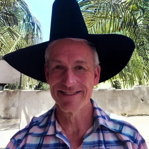 Image similar to gabriel matzneff in mexico wearing mexican hat