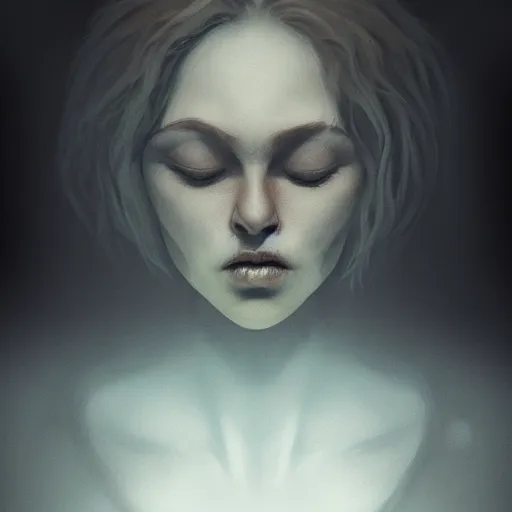 Prompt: shameless woman whis impudent facial expression, shadow of the cross, dark and mysterious, atmospheric, trending on artstation, highly detailed, digital painting, volumetric light, concept art, sharp focus, illustration