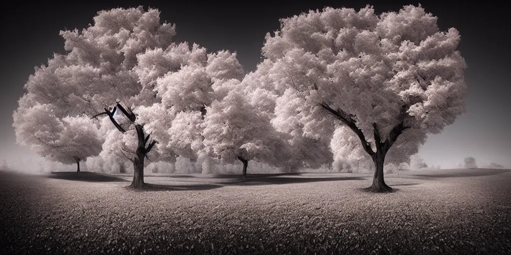 Prompt: beautiful infrared landscape photography by david keochkerian and mike irwin, ir filter