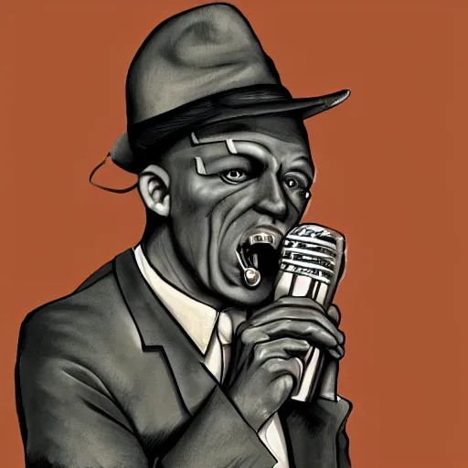 Image similar to 1 9 3 0 s blues singer mouthless joe munson, creepypasta, kodachrome, highly detailed, intricate, liminal, photorealistic, digital illustration, trending on artstation, dark, gritty, beautiful colors, 4 k, ink