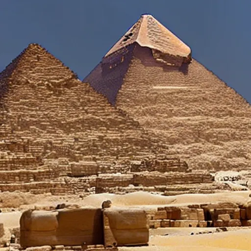 Image similar to how the great pyramids of egypt were first constructed 4 k 8 k hd real