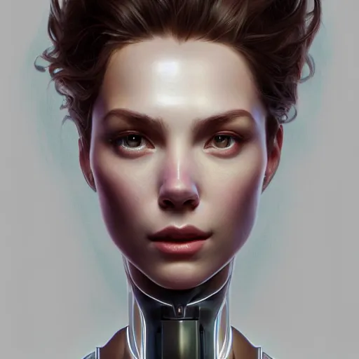 Image similar to Perfectly-centered portrait of a robot, highly detailed, professional digital painting, Unreal Engine 5, Photorealism, HD quality, 8k resolution, cinema 4d, 3D, cinematic, professional photography, art by artgerm and greg rutkowski and alphonse mucha and loish and WLOP