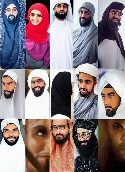 Image similar to the prophet mohammed instagram thirst trap photo shoot, perfect faces