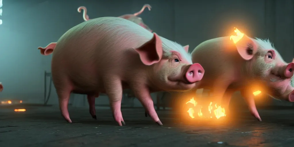 Prompt: pig farting, artstation 8 k octane engine unreal engine professional art