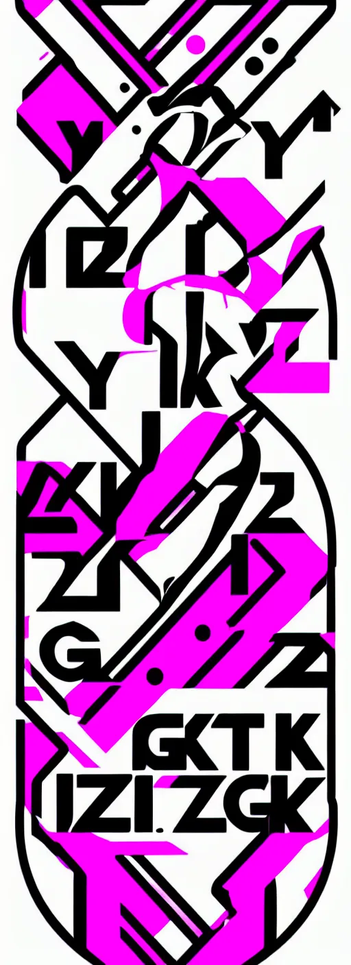 Prompt: digital vector y 2 k typography logotype, white and black and fuchsia colors, kawaii cyber pixie, graphic design